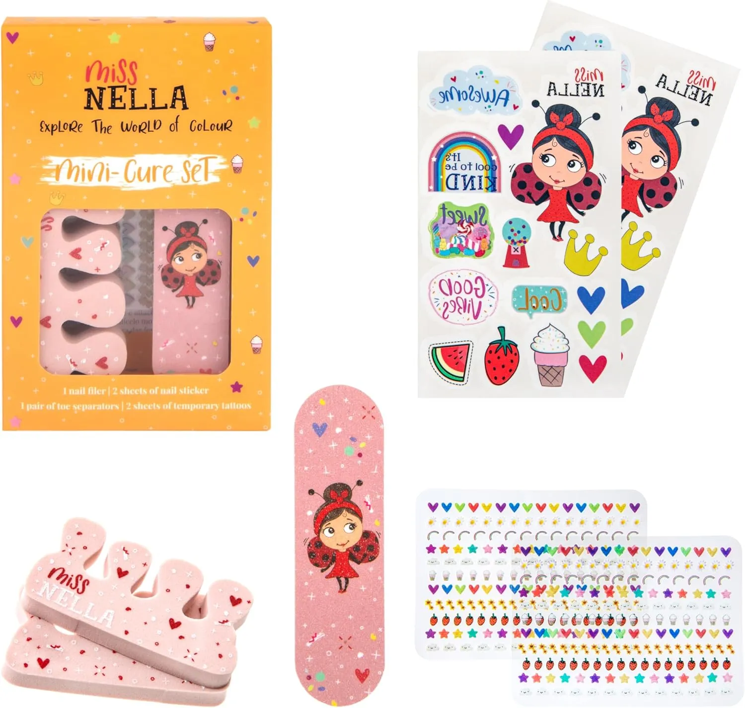 MISS NELLA Kids Bag of Wonders, Makeup & Nail Polish Set Safe and Fun Gift - Hypoallergenic, Dermatologically Tested Kid-Friendly, Non-Toxic, Cosmetic Bag Included – Special Edition