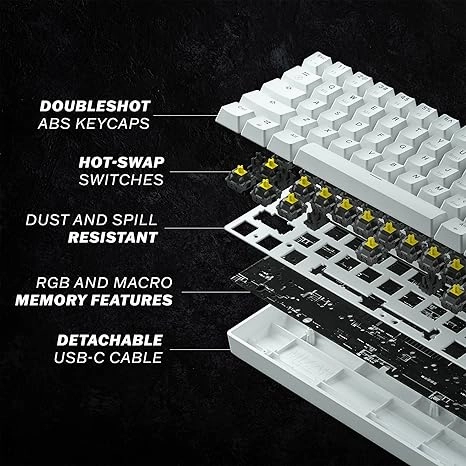 Mizar MZ60 Luna Mechanical Gaming Keyboard | 60% Keyboard 62 Key ANSI US Layout | RGB LED Backlit | Anti Ghosting NKRO | Progammable Macro Keys | Hotswap Gateron Optical Yellow Switches | Black