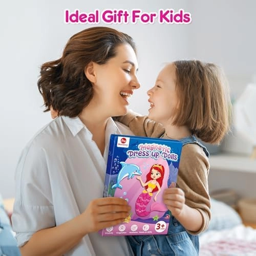 Mocoosy Magnetic Dress Up Dolls for Girls, Princess Mermaid Fairy Ballerina Magnet Dolls Dress Up Kits, Travel Game Car Road Trip Airplane Activity Toys Easter Gifts for Toddler Girls Ages 3 4 5 6 7