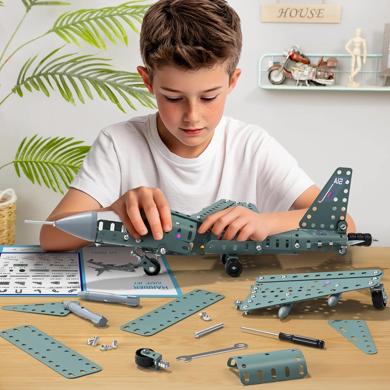 Model Airplane STEM Building Projects Toys - DIY Building STEM Projects Toys for Kids Boys Girls Ages 8-12-16, Assembly Science Kit Model Plane Birthday Gift Toys for Kids Boys 8 9 10 11 12 Years Old