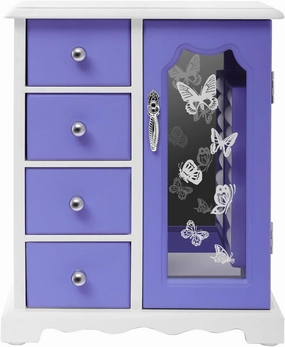 Modern Jewelry Box/Cabinet, Jewelry Box with 4 Pullout Drawers, Built-in Necklace Carousel and Large Mirror, for Women Girls Ring Necklace (Style 1)