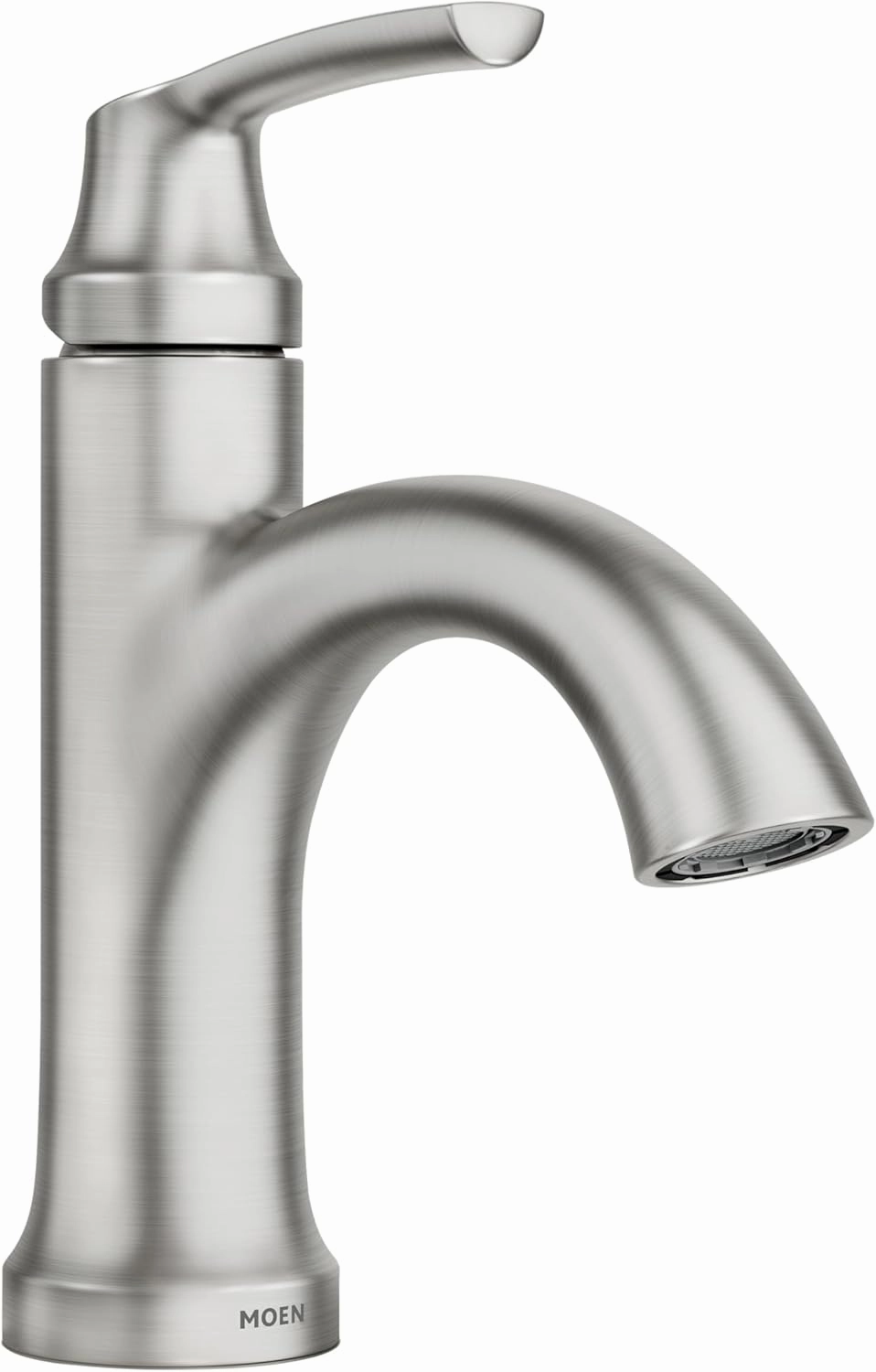 Moen Wellton Single-Handle Spot Resist Brushed Nickel Bathroom Faucet, One Hole Bathroom Sink Faucet with Optional Deck Plate and Drain Assembly, 84980SRN