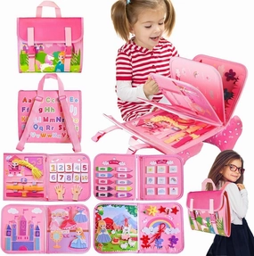 Montessori Toys for Toddler 1 3 Year Old,19 in 1 Busy Board Gifts for 2 3 Year Old Girls Preschool Educational Learning Activities with Life Skills,Busy Book Backpack Travel Toys