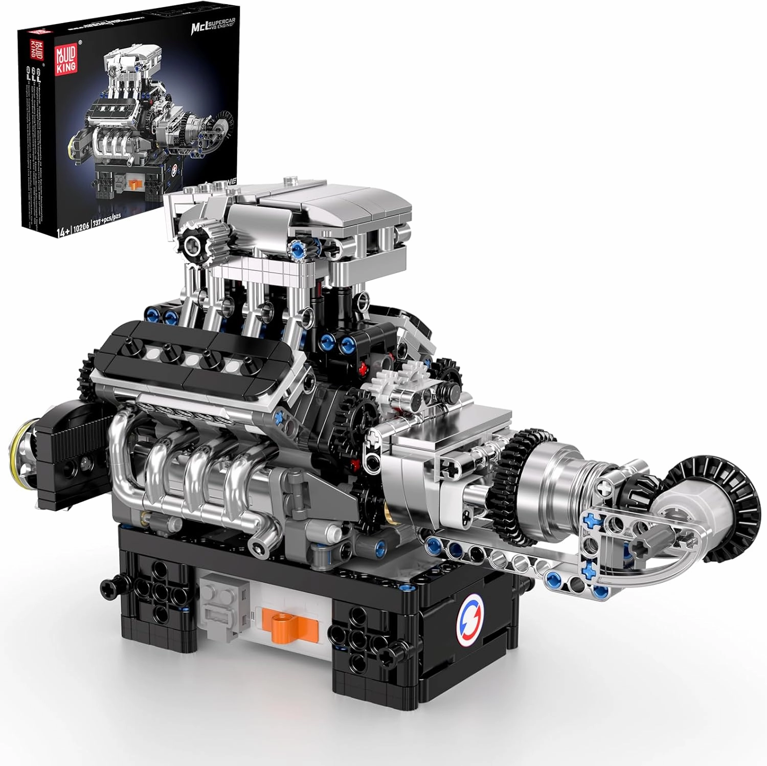 Mould King V8 Engine Model Kit That Works for 14  Kids Boys and Adults, 10206 MCL V8 DIY Car Engine Model Educational Experiment Toy, 737Pcs