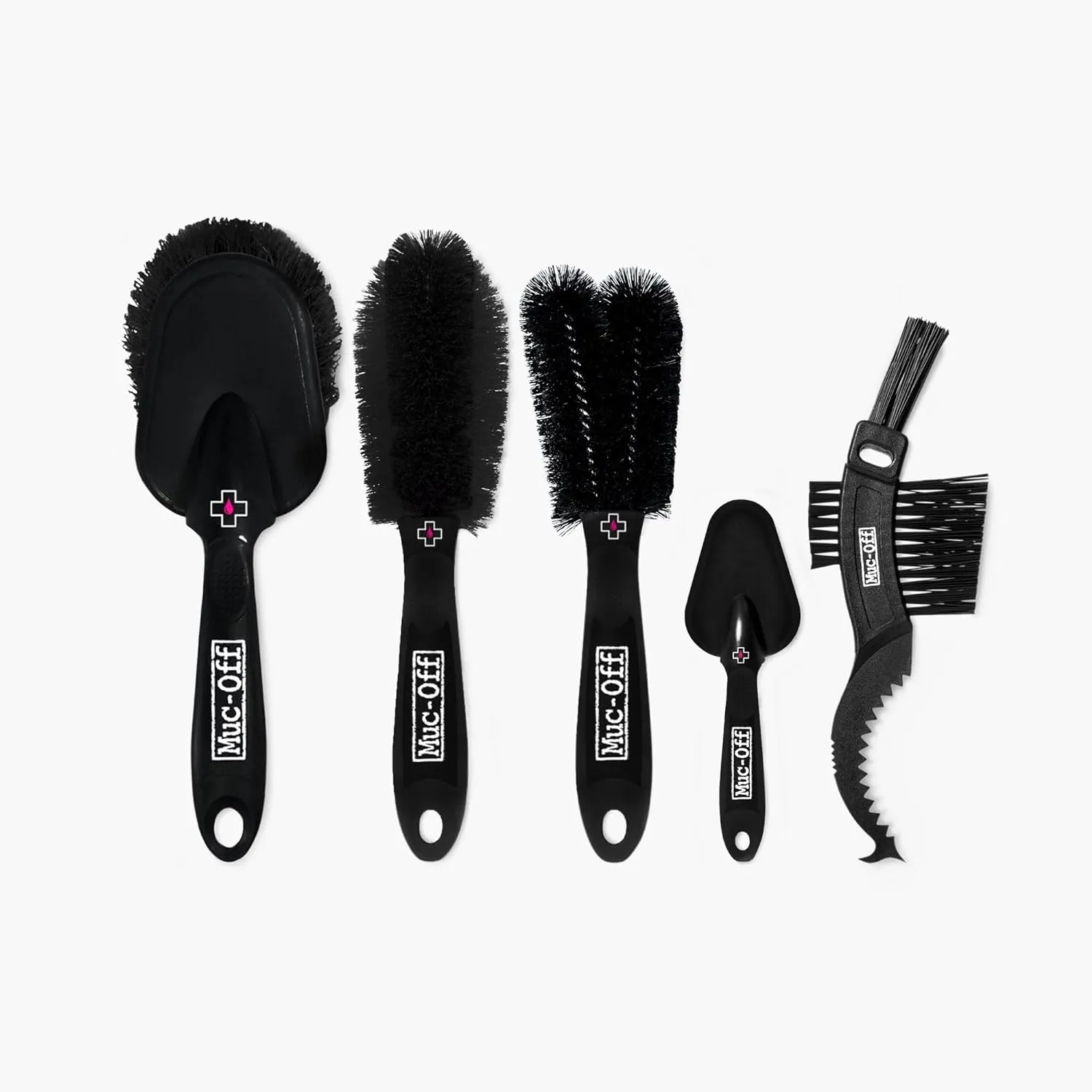 Muc-Off 206 5 Piece Premium Brush Kit - Includes 5 Bike Cleaning Brushes With Durable Nylon Bristles And Ergonomic Rubberised Handles To Minimise Impact