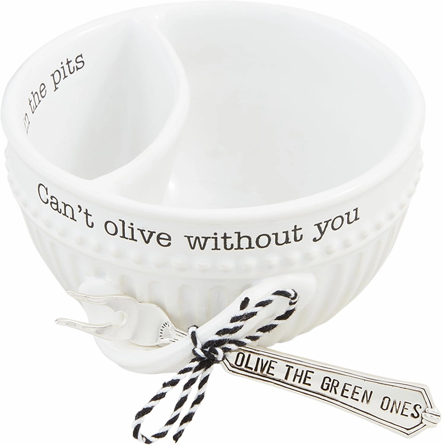 Mud Pie Fork Circa Olive Tidbit; bowl 2 3/4" x 5" dia | utensil 4 1/2"