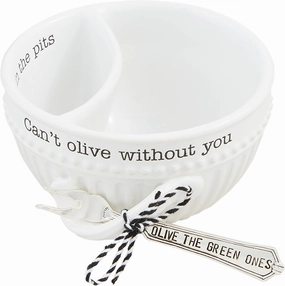 Mud Pie Fork Circa Olive Tidbit; bowl 2 3/4" x 5" dia | utensil 4 1/2"