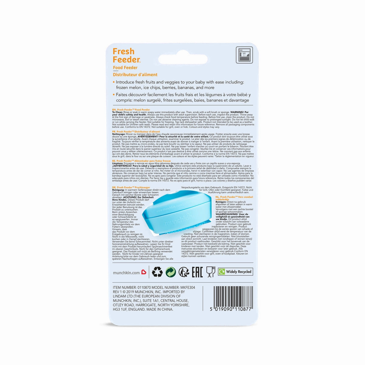 Munchkin- Fresh Food Feeder - 6 Months   - Blue