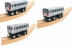 MUNI PALS Munipals Wooden MTA NYC Subway Train Set of Three/ 3 Subway Line Cars