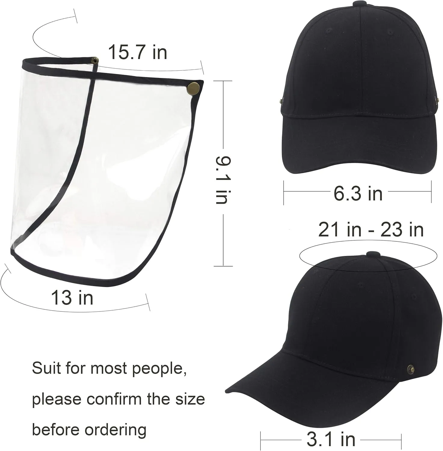 Muryobao Men Women Summer Face Shield Baseball Hat UV Protection Outdoor Fishing Detachable Sun Visor Cap