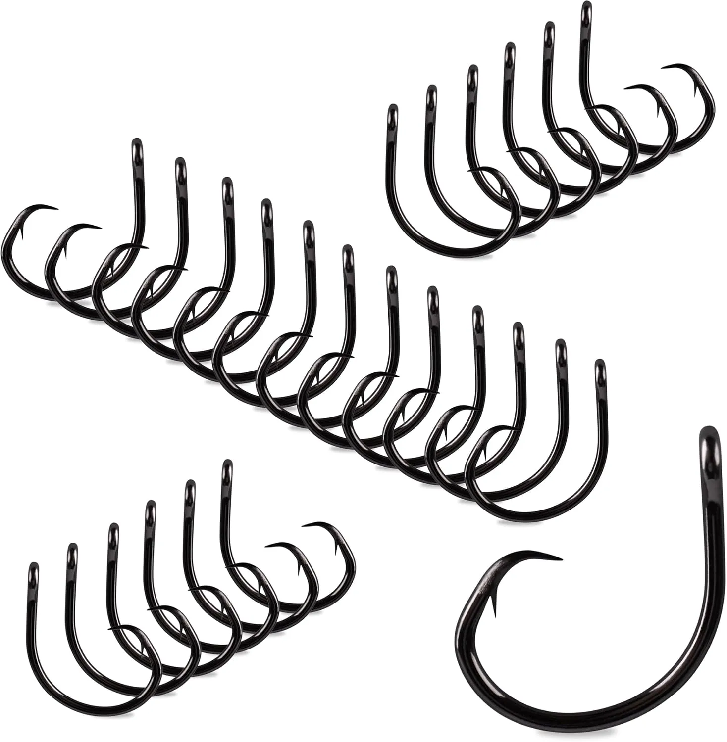Mustad Demon Perfect Inline Circle Hook 39950NP, 3X Strong Fishing Hooks, Wide Gap Circle Hook Packs for Saltwater & Freshwater Fishing, Original Design Big Hooks, Black Nickel - Size 7/0-25 Packs