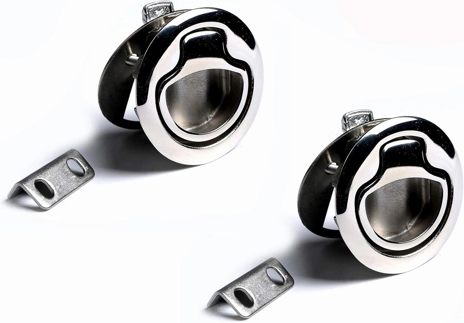 Mxeol Marine Slam Latch Black Flush Pull Slam Latch Round 2" Stainless Steel/Plastic