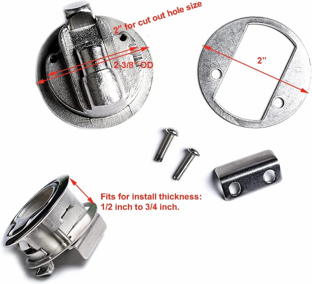 Mxeol Marine Slam Latch Black Flush Pull Slam Latch Round 2" Stainless Steel/Plastic