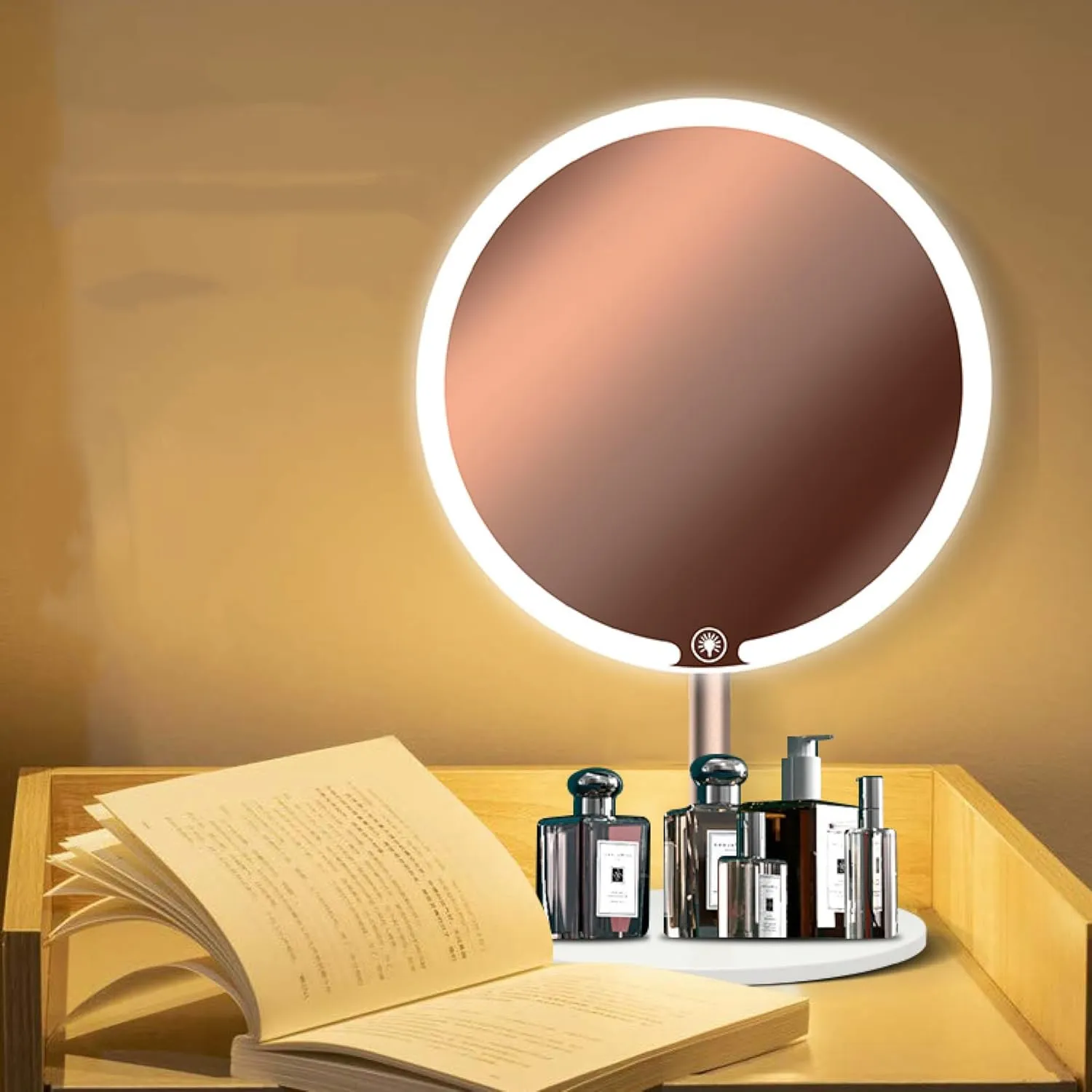 New Makeup Mirror, Desktop Light, Smart Beauty Dressing Table, Portable Folding Mirror with Light