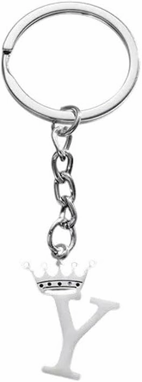 New 2026 Arrive Unisex Simple Stainless Steel Crown 26 Letters Key Chain For Women Personality Metal Initial Alphabet Keyring Car Handbag Pendant Gifts Jewelry Fashion Trendy Accessories Gift And Men