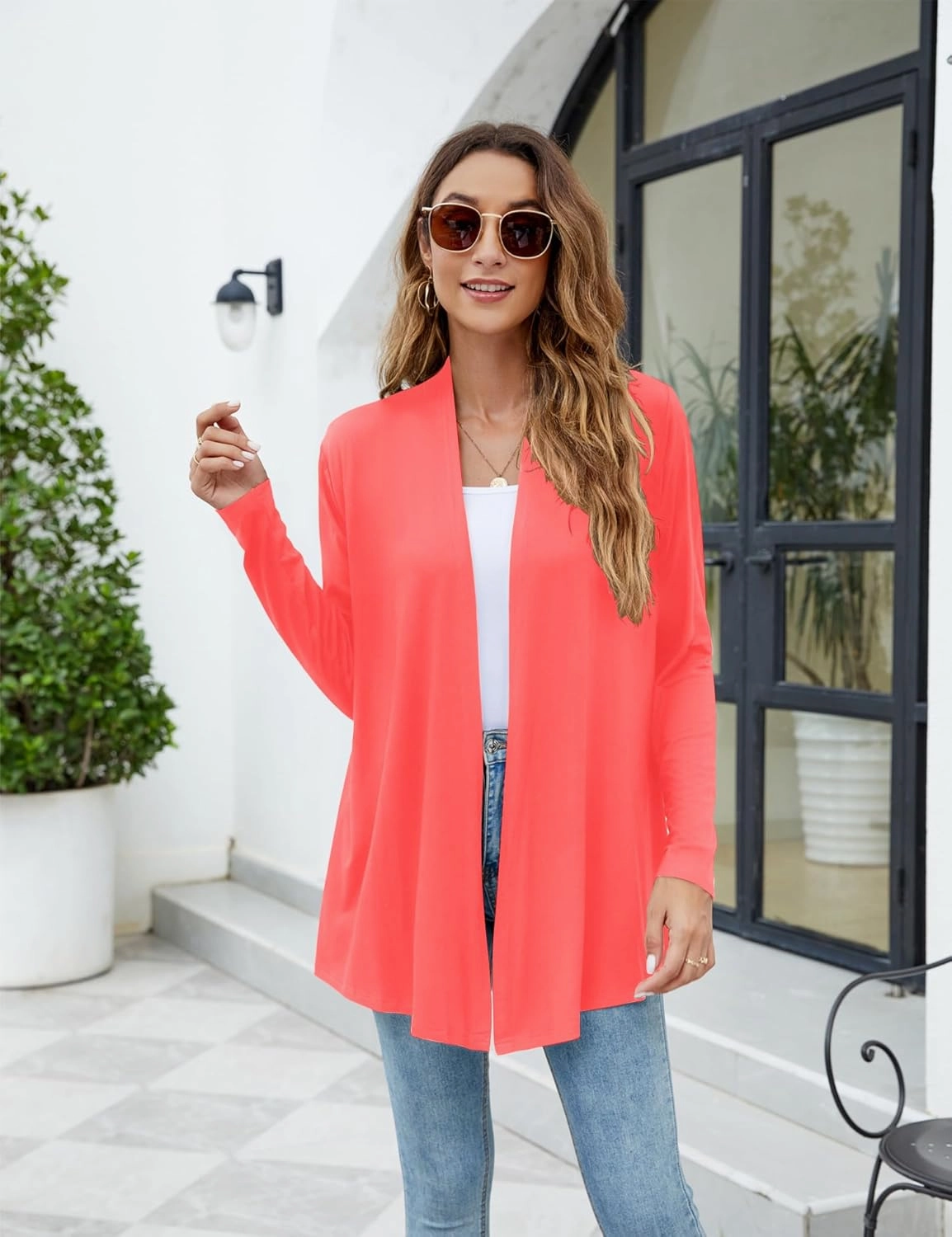 Newchoice Womens Casual Lightweight Long Sleeve Cardigan Soft Drape Open Front Fall Dusters (S-3XL)