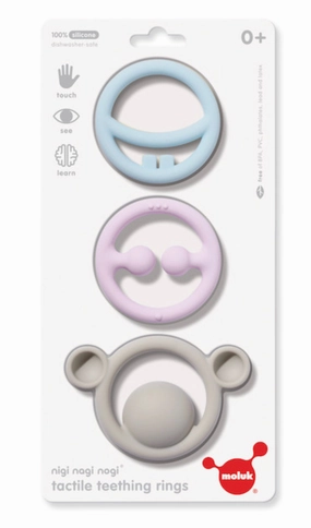 Nigi Nagi Nogi Tactile Teething Rings by Moluk - Pastel