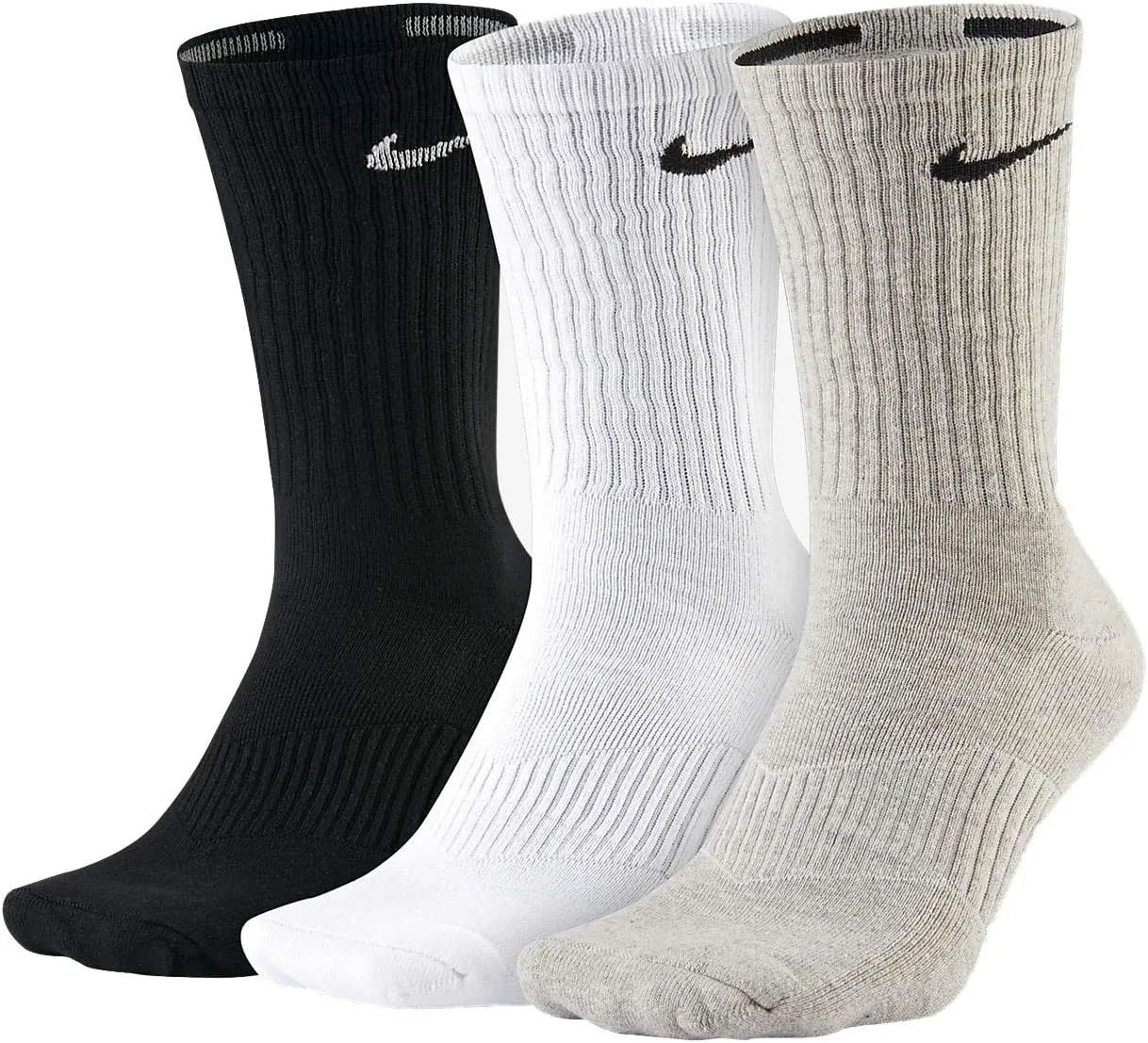 Nike Performance Lightweight Crew Training Socks (3 Pair) (Large (W: 10-13, M: 8-12), Multicolored)
