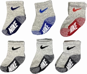 Nike Baby Lightweight Ankle Socks 6 Pack (Grey(MN0659-042)/Red, 12-24 Months)