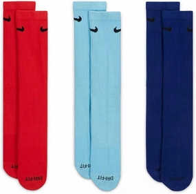 Nike Unisex Dri-Fit Everyday Plus Lightweight Crew Socks 3 Pack (B(SX6891-925)/R, Large)