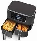 Ninja DZ201 Foodi 8 Quart 6-in-1 DualZone 2-Basket Air Fryer with 2 Independent Frying Baskets, Match Cook & Smart Finish to Roast, Broil, Dehydrate & More for Quick, Easy Meals, Grey (Renewed)