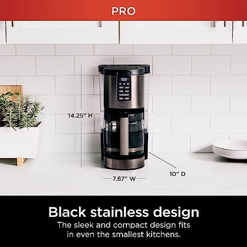 Ninja Programmable XL 14-Cup Coffee Maker PRO, 14-Cup Glass Carafe, Freshness Timer, with Permanent Filter, Black Stainless Steel, DCM201BK