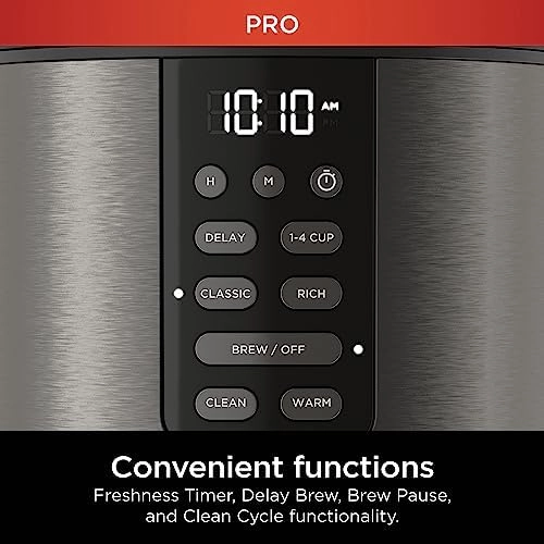 Ninja Programmable XL 14-Cup Coffee Maker PRO, 14-Cup Glass Carafe, Freshness Timer, with Permanent Filter, Black Stainless Steel, DCM201BK