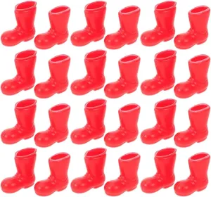 NOLITOY 100pcs Christmas Santa Boots Red Santa Claus Shoes for Craft Projects Holiday Decor Compact Christmas Boots Ornament for Dollhouse and Table Centerpiece