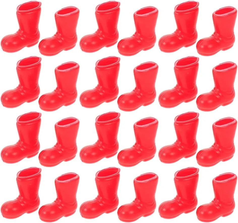 NOLITOY 100pcs Christmas Santa Boots Red Santa Claus Shoes for Craft Projects Holiday Decor Compact Christmas Boots Ornament for Dollhouse and Table Centerpiece