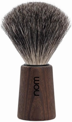 NOM Theo shaving brush | Pure Badger Shave Brush for Shaving soaps and creams | exfoliating shaving brush| Dark Ash handle