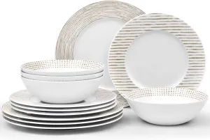 Noritake Khaki Hammock 12-Piece Rim Dinneware Set, Service for 4
