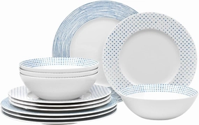 Noritake Blue Hammock 12-Piece Rim Dinnerware Set, Service for 4
