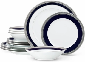 Noritake Crestwood Cobalt Platinum 12-Piece Dinneware Set, Service for 4