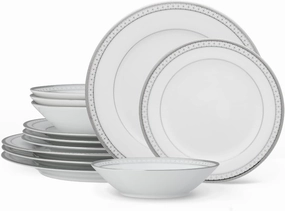 Noritake Rochester Platinum 12-Piece Set in Grey/White