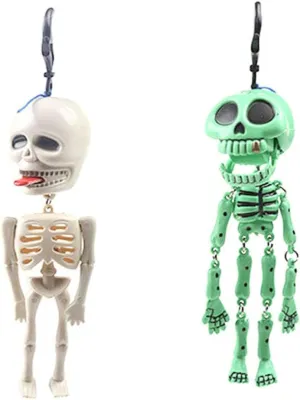 NUOBESTY Halloween Skeleton Pull String Toy Spooky Skeleton Prop Spoof Toy for Halloween Kids, 2pcs