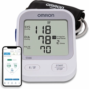 OMRON Silver Upper Arm Blood Pressure Monitor - Clinically Validated Blood Pressure Arm Cuff - Use OMRON Connect App for Unlimited Free Measurements
