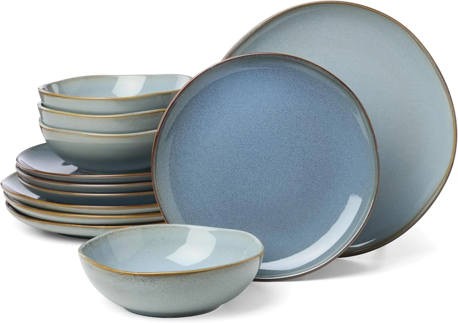 Oneida 897199 Organic Shades 12-Piece Dinnerware Set, Slate Blue