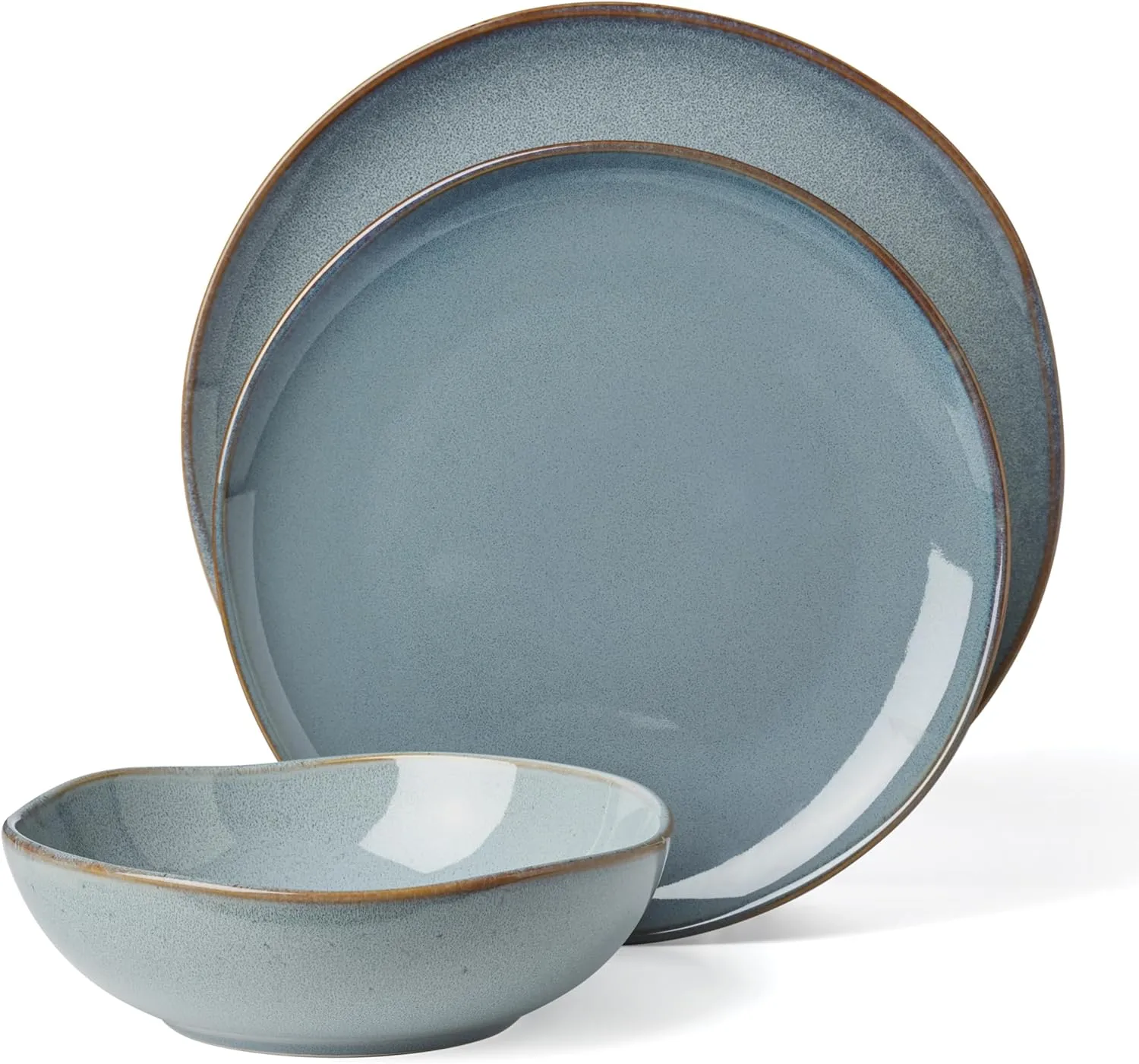 Oneida 897199 Organic Shades 12-Piece Dinnerware Set, Slate Blue