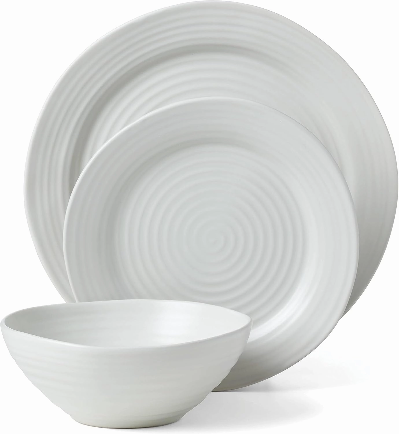 Oneida White Ridge Piece Dinnerware Set, 12 Count, First Apartment, Back To College
