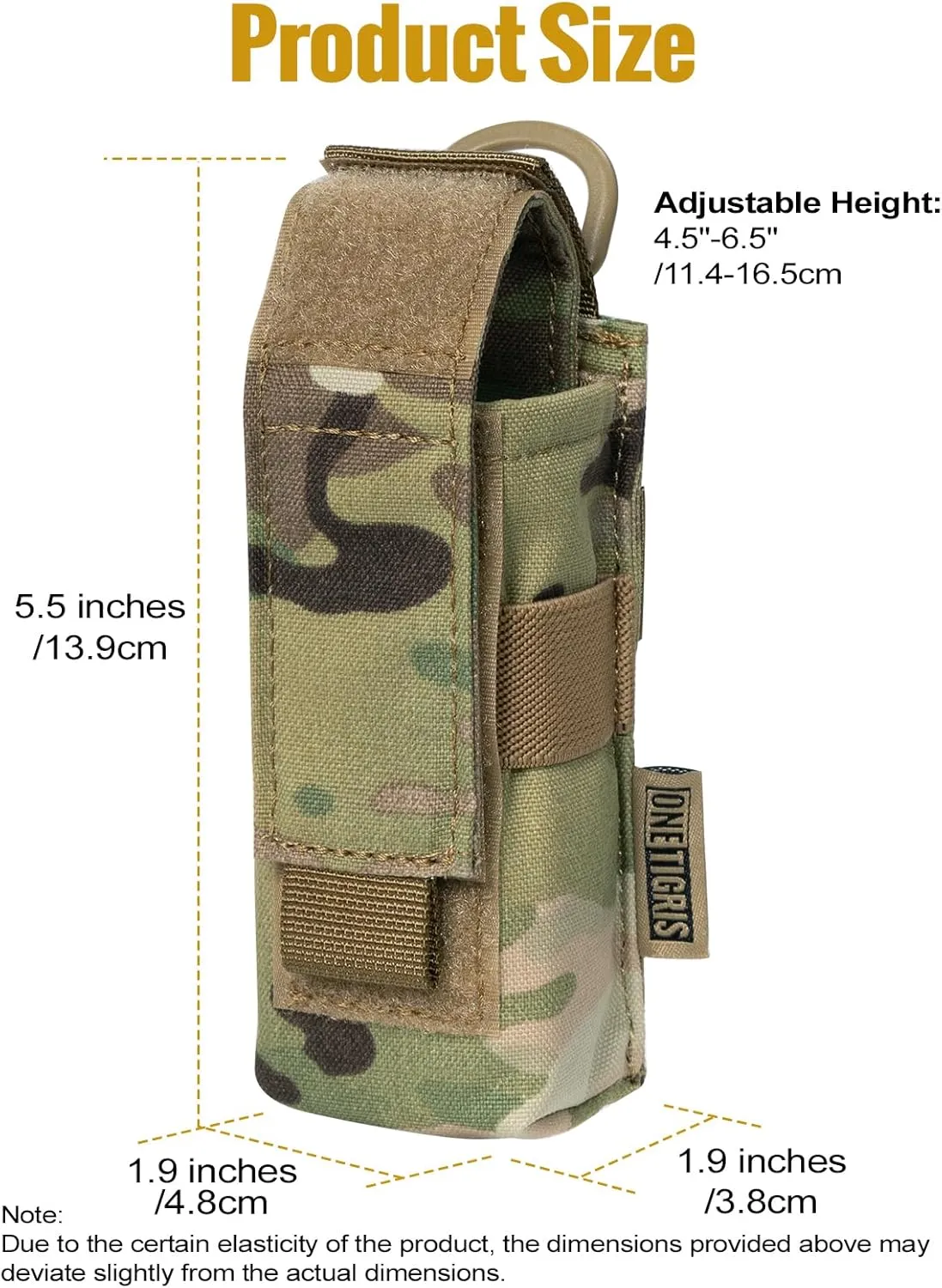 OneTigris Flashlight Holster Flashlight Holder Molle Flashlight Holster Tactical Flashlight Pouch Holder for Belt 1000D Cordura Nylon