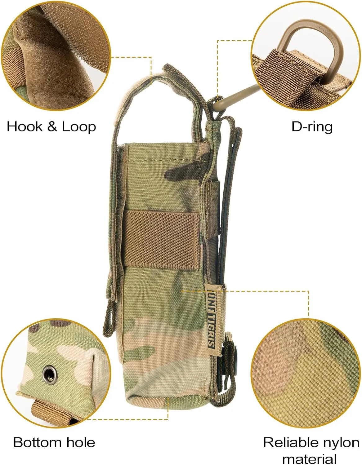 OneTigris Flashlight Holster Flashlight Holder Molle Flashlight Holster Tactical Flashlight Pouch Holder for Belt 1000D Cordura Nylon