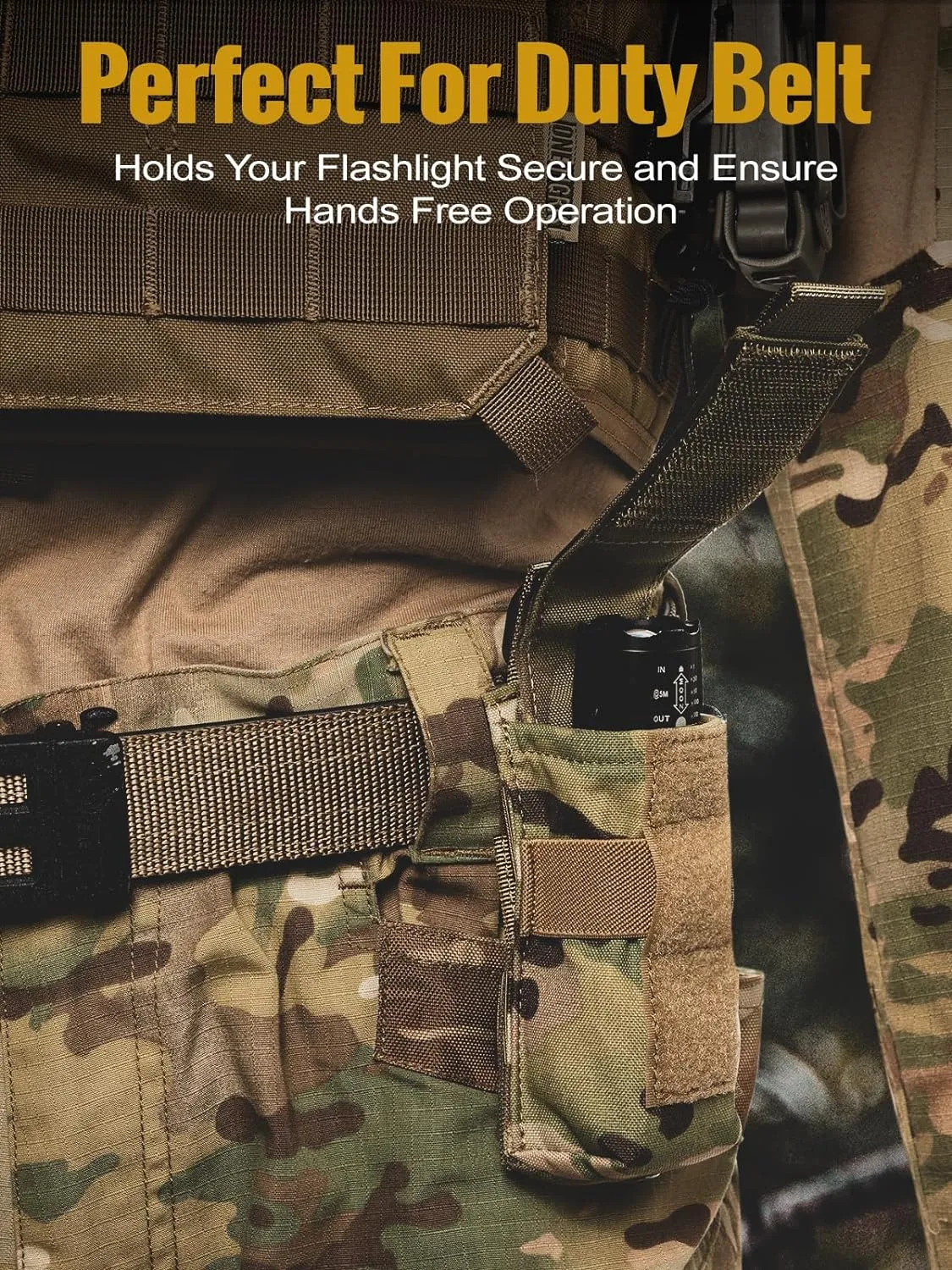 OneTigris Flashlight Holster Flashlight Holder Molle Flashlight Holster Tactical Flashlight Pouch Holder for Belt 1000D Cordura Nylon