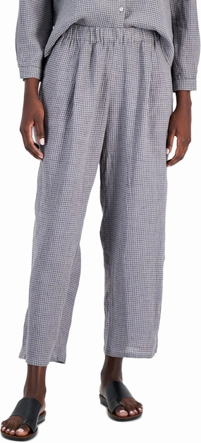 Organic Linen Straight-Leg Ankle Pull-On Pants Moon 3X Gray