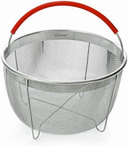 Original Salbree Steamer Basket for 3 qt quart Instant Pot Accessories, Stainless Steel Strainer and Insert fits IP Insta Pots, Instapot, Other Pressure Cookers, with Silicone Handle [6qt 8qt avail]