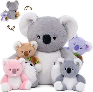 OUOZZZ Koala Stuffed Animal with Babies Inside - 12" Plush Toy with 4 Baby Koalas - Gift Present Toys for Girls & Boys