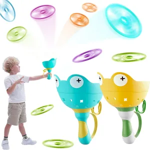 Outdoor Toys, Flying Disc Launcher Toy, 2 Disc Launchers with 16 Discs, Outside Toys for Kids Ages 4-8, Fun Family Outdoor Game,Summer Gifts for Age 3 4 5 6 7 8 Year Old Boys Girls