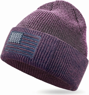 OUTDOOR SHAPING American Flag Embroidered Knit Cuffed Beanie for Men Women Tactical Winter Warm Hat