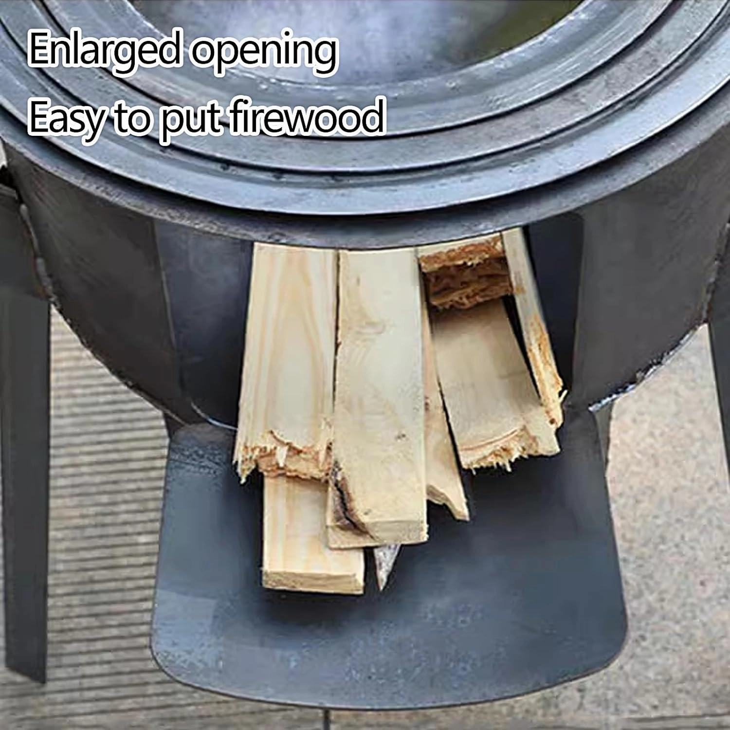 Outdoor Wood Stove Camping, Camping Stove Wood Portable with Chimney Pipe and Ring Load Capacity 200kg, Enlarged Opening for Cooking Camping Tent(63 * 63 * 61cm)