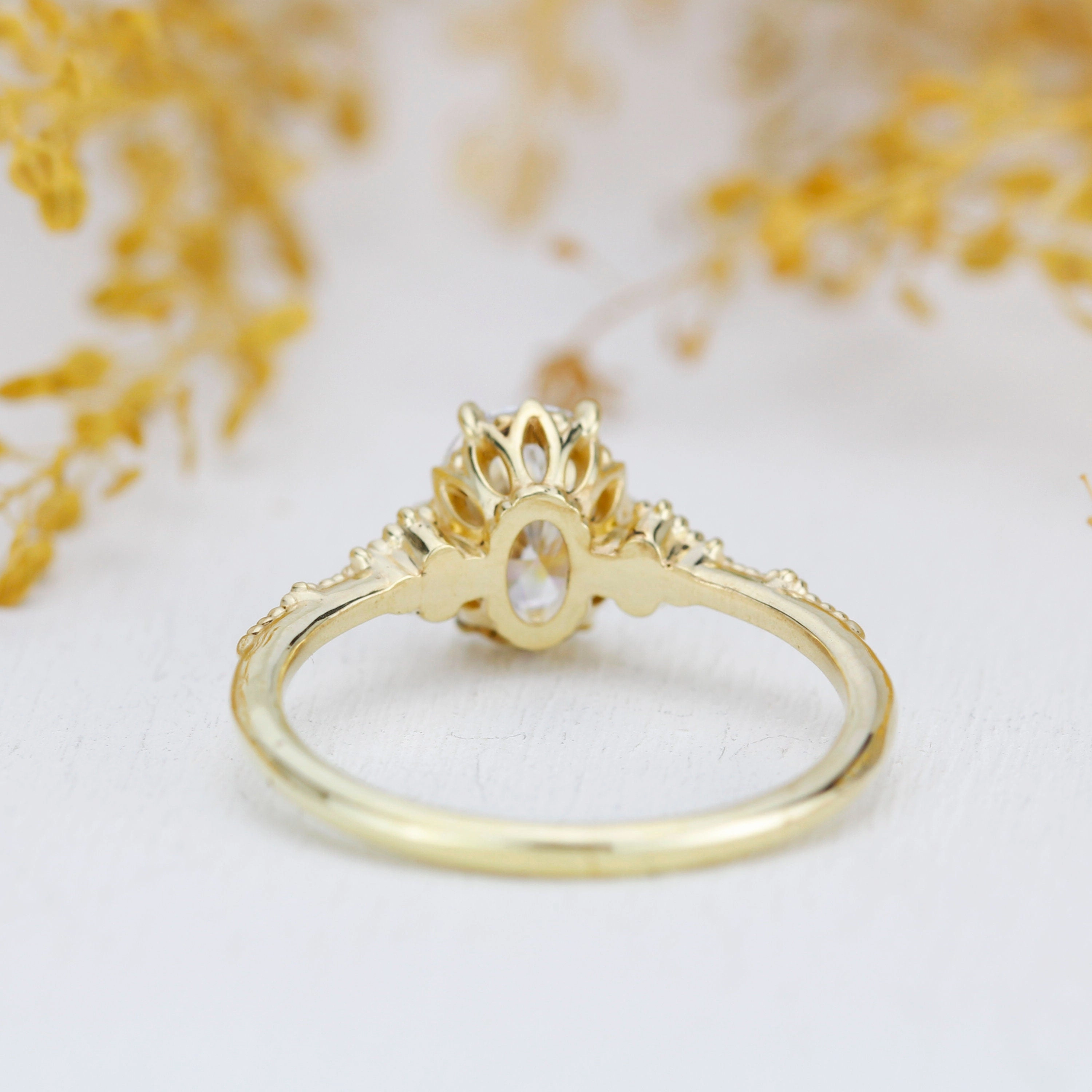 oval ring moissanite, oval moissanite and diamond ring, moissanite and diamond engagement ring |R349MOIS