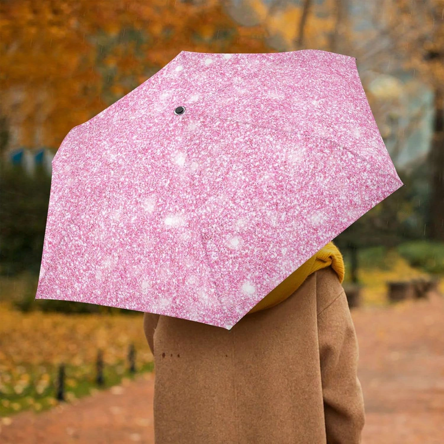 Oyihfvs Automatic Windproof Waterproof Umbrella, Folding Umbrella Reinforced Portable Compact UV Protection Sun rain Auto Open/Close